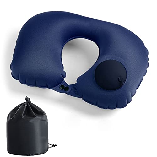 HZIYOU Reisekissen, aufblasbares Nackenkissen für unterwegs, tragbare Kopf- und Nackenstützkissen, geeignet für Schlafruhe, Flugzeug, Auto, Büro und Outdoor (Blau) Cover