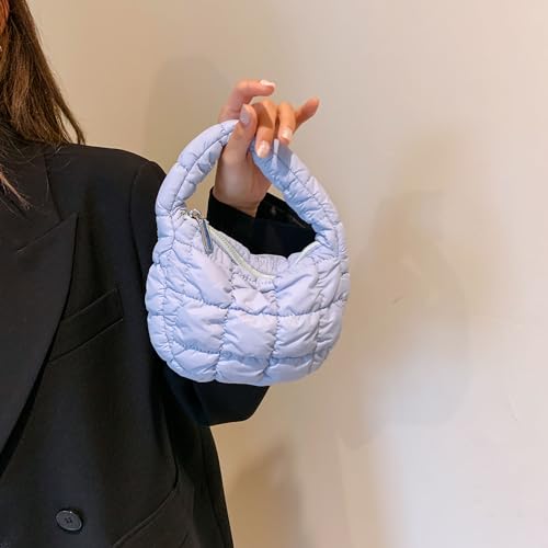 Image of Quilted MINI Handbag and Purses Women Puffer Nylon Hobo Cotton Padded Purse Work Travel Lightweight