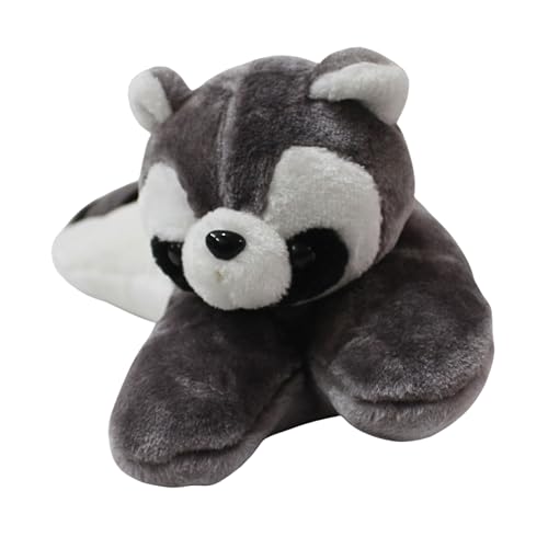 Image of Tickles Raccoon Soft Stuffed Plush Animal Bolster Pillow Cushion for Kids Boys & Girls Birthday Gift (Size: 40 cm Color: Grey & White)