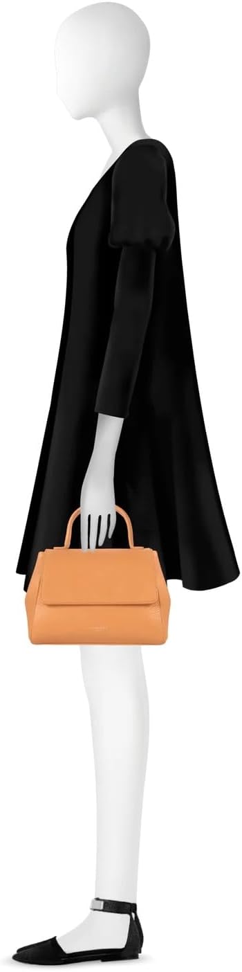 Ladyfinger Top Handle Handbag with Crossbody Strap, 9.4 x 7.1 x 4.7 inches, Genuine Embossed Leather - Image 4