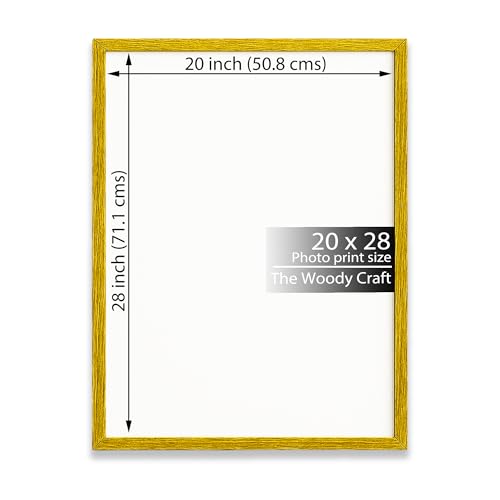 Image of 20x28 Photo Frame | Yellow Photo Frame For Wall | Modern Wall Frame | Wooden Photo Frame For Living Room | Artistic Big Photo Frames For Wall | Ideal Empty Frames For Wall Decor