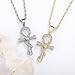 JINAO Ankh Cross Necklace for Men 14K Gold Plated - Snake Coiled Egyptian Symbol Cross Pendant with 5A Cubic Zirconia, 24
