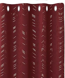 Amazon Brand - Umi Foil Printed Golden Line Blackout Curtains 46 x 72 Inch Dark Red 2 Panels Thermal Insulated Window Eyelet Curtains Bedroom Curtains for Living Room