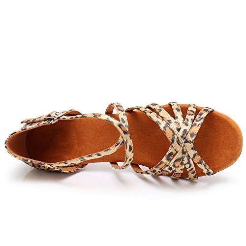 HIPPOSEUS Girls' Standard Latin Dance Shoes Open Toe Ballroom Dance Shoes Low Heel,Model WHXGG3