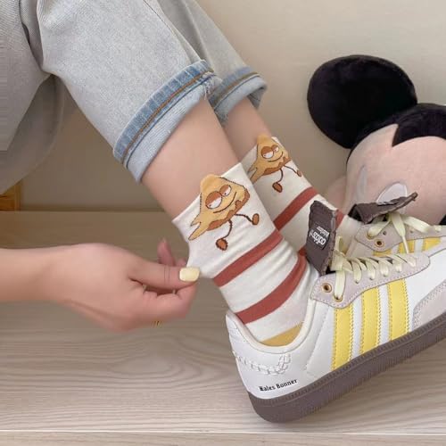 Image of Women's Crew Socks Cute Bear Cat Floral Soft Fancy Socks Gifts for Women
