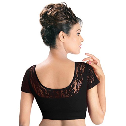 Image of Abhi Half Sleeve Cotton Blouse with Net at Back jmd2224