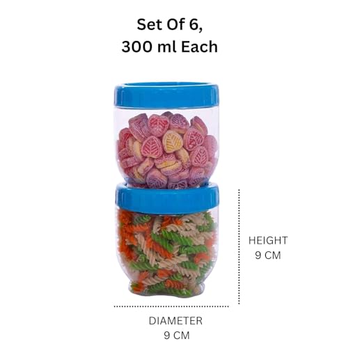 Image of 250ml Transparent Plastic Container & Jar Set for Kitchen Storage Dabba Set for Dry Fruits, Spices, Herbs & Dry Masala |Small Storage Boxes for Hotels, Restaurants, & Cloud Kitchens Set of 6