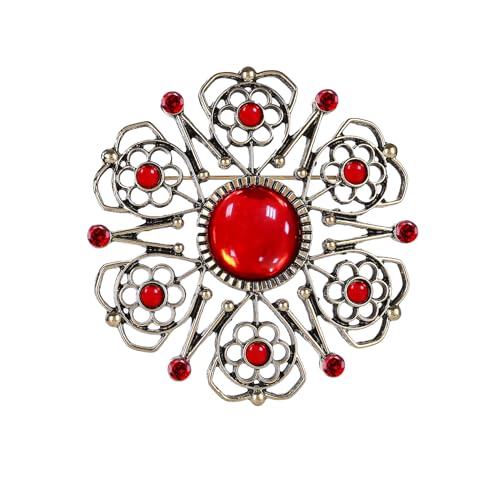 Image of Vintage Flower Pins and Brooches for Women, Red Rhinestone Brooch Pins, Costume Jewelry Brooch for Women, B19C