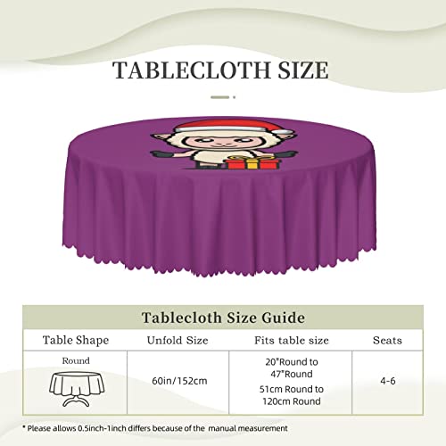 Pooedso Cute Christmas Sheep Tablecloths 60In Round Lace Waterproof Family Table Cover Tablecloth Kitchen Outdoor Party Decoration Tablecloths #TOP4