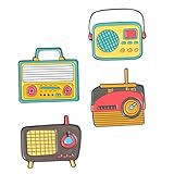 Abaodam 4 pièces Broche Épingle Alliage Design Radio Rétro Accessoire Élégant pour V...