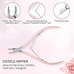 Makartt Cuticle Trimmer with Cuticle Pusher, 3 PCS Pink Nail Cuticle Nipper Professional Pedicure Manicure Tools with Stainless Steel Dual End Pusher, Nail Scraper - Image 2