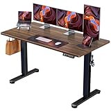 ErGear 電動 オフィスワークテーブル 昇降式デスク スタンディングデスク 幅140cm 耐荷重80kg 高さメモリー機能 上下自動昇降 静音 収納フック付き 机 作業机 テレワーク 【幅140 x 奥行き70 x 高さ72-118cm】（ブラウン）