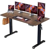 ErGear 電動 オフィスワークテーブル 昇降式デスク スタンディングデスク 幅140cm 耐荷重80kg 高さメモリー機能 上下自動昇降 静音 収納フック付き 机 作業机 テレワーク 【幅140 x 奥行き70 x 高さ72-118cm】（ブラウン）