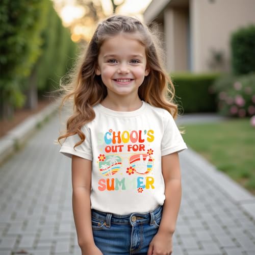Image of Kids Girl School's Out for Summer Shirt Last Day of School T-Shirt Cute Summer Beach Short Sleeve Tee Tops