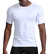 Men's Compression Shirts Short Sleeve Athletic Workout Base Layer T-Shirt Tops for Gym Running Ba...