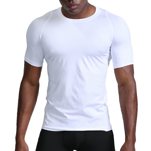 Mens Compression Shirts Short Sleeve Athletic Workout Base Layer Undershirt T-Shirt Tops for Gym Running Basketball