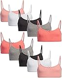 Sweet Princess Girls’ Training Bra – 10 Pack 100% Cotton Cami Bralette (S-L), Size Medium, Hot Coral Multi