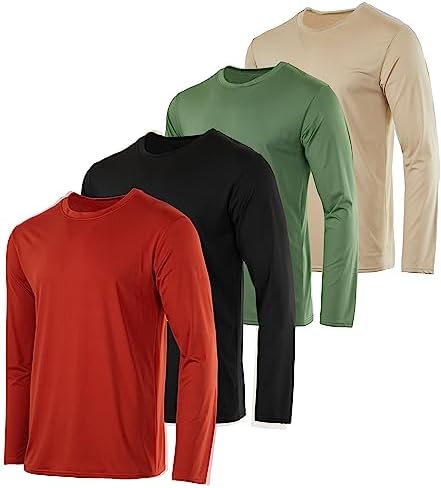 4 Pack: Men's 3XL Long Sleeve Quick Dry Workout Shirts - Athletic Performance Gym Tees Set 13