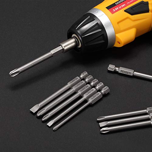 image for REXBETI Slotted Phillips Screwdriver Bit Set, 1/4 Inch Hex Shank S2 St