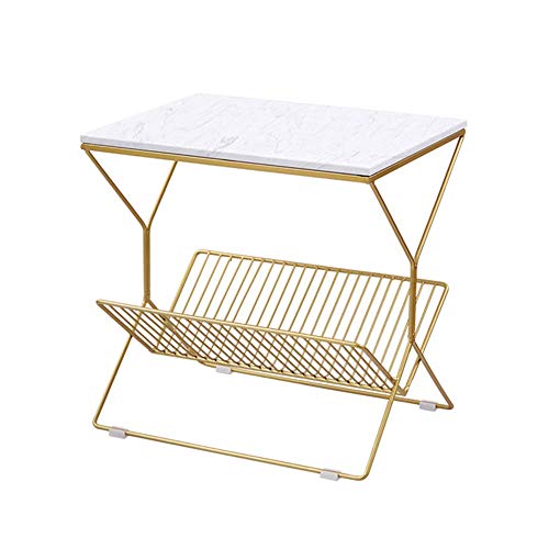 YueQiSong Light Luxury Luxury Wrought Iron Coffee Table Marble Table N