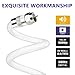 Elecan 30 Ft RG6 Coaxial Coax Cable Connectors Set, Quad Shielded High-Speed Internet 3 GHZ, Broadband Digital TV Aerial, Soft Satellite Cable Extension Double Rubber O-Ring+ Adapter+Ties+Clips-White
