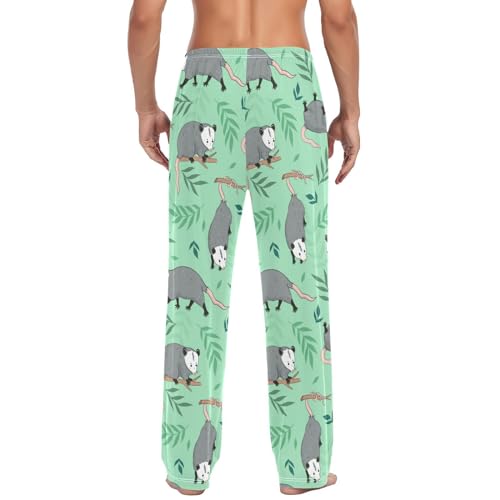 Flamingo Pajama Pants Mens Lounge Pants Super Soft Palm Tree Men Pajama Bottoms with Pockets Drawstring S4