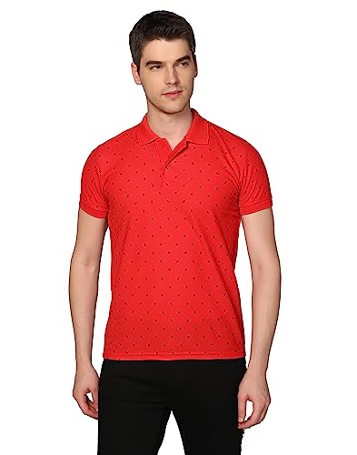 Image of INKKR Men's Printed Polo Neck Half Sleeve Multicolor T-Shirt