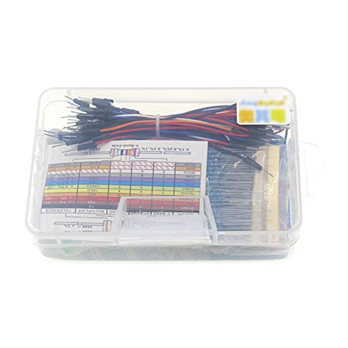 Romacci Kit de caixa de seleção de componentes eletrônicos DIY com placa de ensaio Capacitores Resis