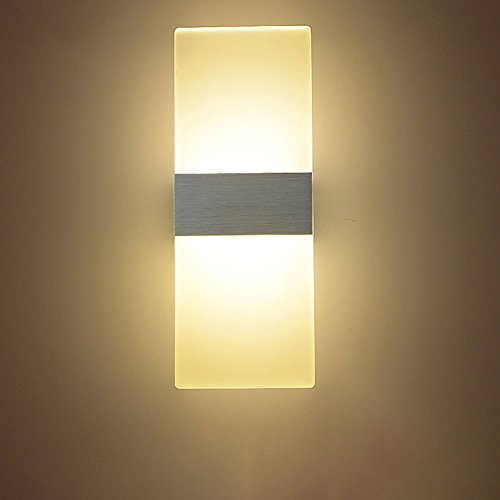 Geekercity Modern Acrylic 6W LED Wall Sconces Aluminum Lights Fixture On/Off Decorative Lamps Night Light for Pathway, Staircase, Bedroom, Balcony,Drive Way,Warm White