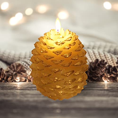 Gold Pinecone Candle Wax Taper Candle 5' H for...
