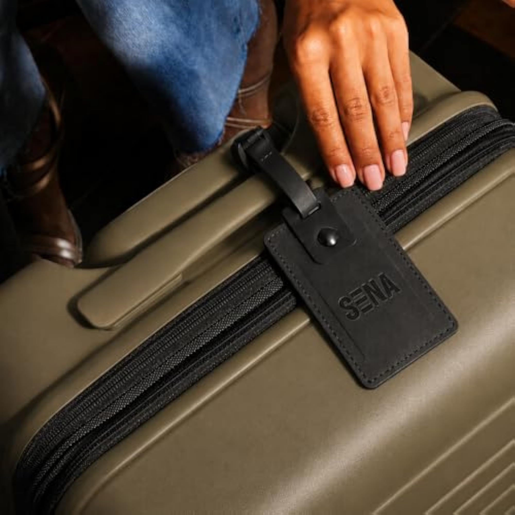 Faux Leather Luggage Tag, Embossed Travel Accessory