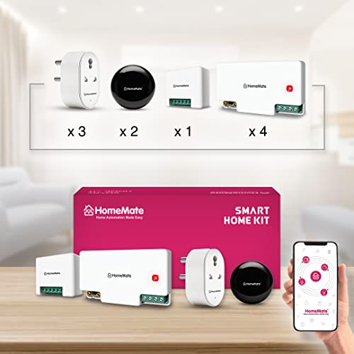 Image of HomeMate Smart Home Kit for 3 BHK (Power), Smart Retrofit Switches to Automate 14 Lights, 4 Fans, 3 AC /Geyser and 2 IR Devices