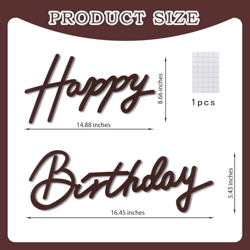 Image of TONIFUL Happy Birthday Sign for Backdrop - Brown Felt Banner - Includes Dot Glue - Perfect for Birthday Party Backdrop,Wall Decor,Balloon Arch,Photo Background