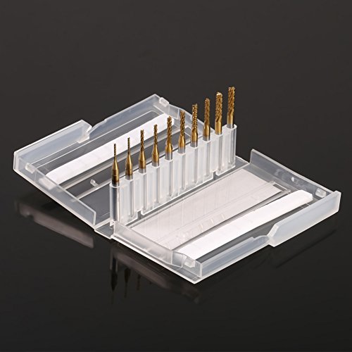 Image of 10pcs Carbide End Mills Set, 1-3mm Carbide Square End Mill,Carbide Square End Mill Bits Set, Coated Carbide End Mill Cutter for Processing Plastics, PCB and Metal