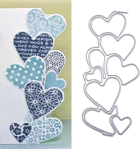 Silver Heart Border Cutting Dies Hollow Hearts Frame Metal Die Cuts Embossing Stencil Template for DIY Scrapbooking Paper Card Photo Album Craft Decoration Die-Cuts