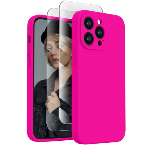 Image of FireNova Designed for iPhone 14 Pro Case, Silicone Upgraded [Camera Protection] Phone Case, Soft Anti-Scratch Microfiber Lining Inside, 6.1 inch,Hot Pink