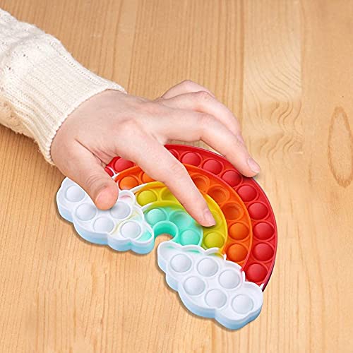 Push Bubble Popper Silicone Fidget Sensory Toy, Relieve Stress Cute Rainbow Pop It Fidget Squeeze Toys For Kids And Adults,Autistic Children With Adhd (Rainbow) #TOP3