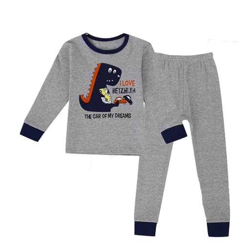 Vestidos de niña de honor conjunto de pijama de 2 piezas de mezcla de algodón para niños y niñas, top de manga corta y corte largo pijama mono, gris, 11-12 Años