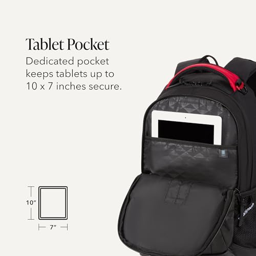 Image of SWISSGEAR Cecil Laptop Backpack, Fits Most 16-Inch Laptops, Three-Compartment Design, Airflow Back Panel, Black, 27.3L, 18-Inch
