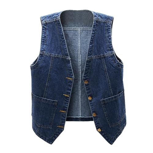 MINTLIMIT Women's Cropped Denim Vest Top 2025 Y2K Casual V Neck Button Down Sleeveless Waistcoat Jean Jacket