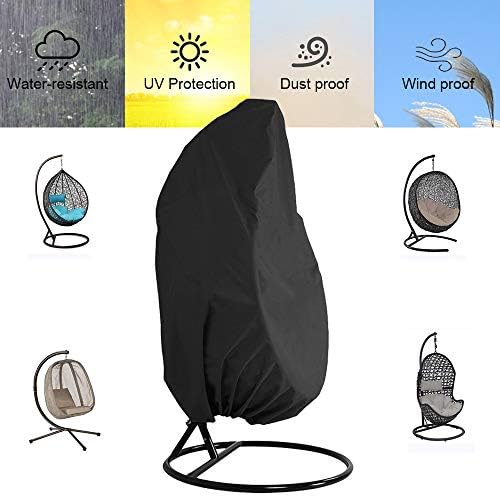 FLYMEI Patio Hanging Egg Chair Cover, Durable Large Wicker Egg Swing Chair Covers, Waterproof Outdoor Single Swing Egg Chair Cover, Windproof