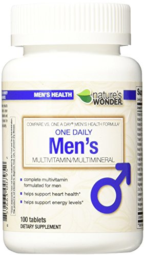Nature's Wonder One Daily Men's Multivitamin, 100 Count, Compare vs. One A Day® Men's Health Formula