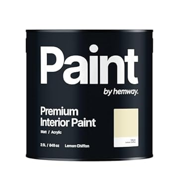Hemway - Premium Interior Paint - Lemon Chiffon Yellow 2.5 L | Indoor Matt Finish, Acrylic & Water-Based Emulsion | Quick Dry & High Coverage for the Kitchen, Bathroom & Bedroom