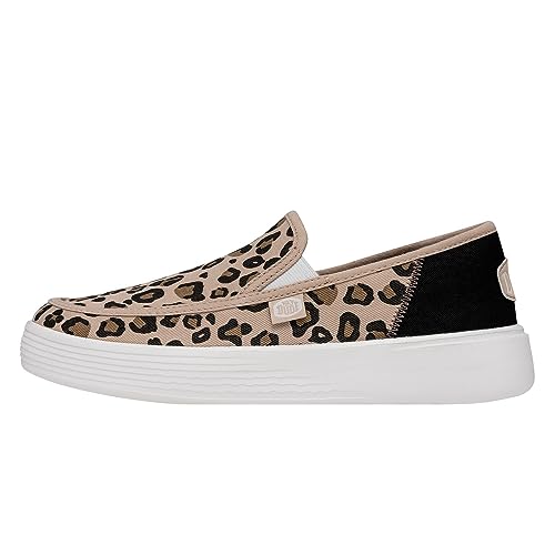 HEYDUDE Women's Sunapee Slip on Sneakers, Desert Leopard, 6