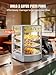FOHERE Professional Food Warmer Display, Commercial Grade 3-Tier Pizza Warmer Countertop, 4-Sided Glass Display LED Light, 86℉-185℉ Control, 42QT, Restaurant Quality 800W for Cafe Buffet