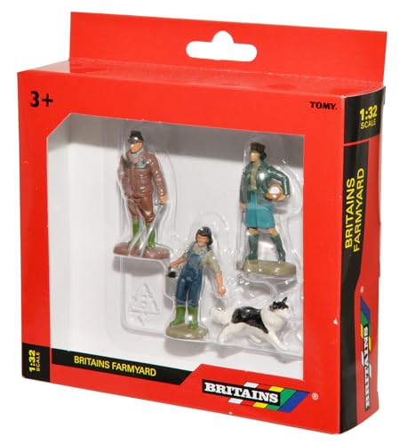 TOMY 40954 Britains Bauernfamilie - detailgetreue Spielfiguren aus Kunststoff - Bauernhofset zum Spielen für drinnen und draußen - für Kinder ab 3 Jahre