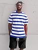 Zengjo Striped T Shirts for Men Short Sleeve(Blue White,L) #2