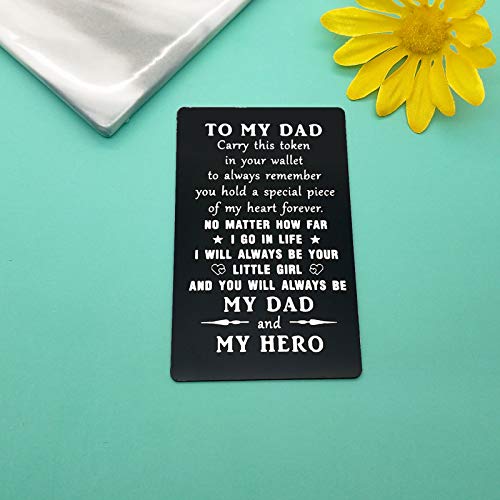 Baipilu Father Present from Daughter Metal Wallet Insert Card Birthday Gift for Dad Men Papa Engraved Wallet Insert Card Fathers Day Valentine's Day Wedding Gift for Dad Deployment Present3