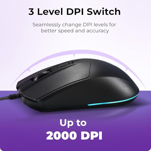 Image of Zebronics Phero Plus Wired Gaming Mouse, Up to 2000 DPI, High Precision Opitcal Sensor, 4 Buttons, 1.3m Long USB Cable, Compatible with PC & Laptop, Multicolor LED, Ergonomic Design