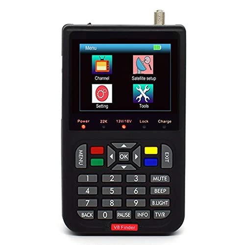 Ashata V8 Satellite Finder Meter, Fhd Dvb S/S2 Receiver Sat Detector, Mpeg2 Mpeg4 Locator Satellite Signal Meter Tv Receiver For Home Camping, Adjusting Sat Dish, 4000Mah, Black (Us) #TOP7